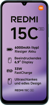 Xiaomi Redmi 15C 17,5 cm (6.9") 5G USB Type-C 4 GB 128 GB 6000 mAh Grøn