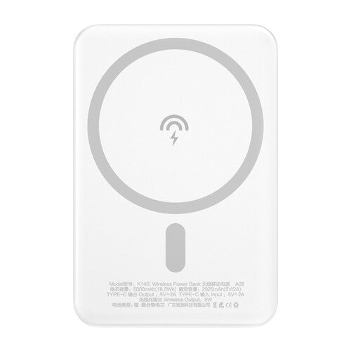 DUDAO wireless powerbank MagSafe 10W 5W Magsafe 5000mAh+ metal adapter ring for Trådløs opladning Hvid