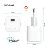 FIXED FIXC20M2-C-WH oplader til mobil enhed Universel Hvid Vekselstrøm Hurtig opladning Indendørs