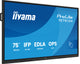 iiyama TE7513A-B2AG skilte display Interaktivt fladpanel 190,5 cm (75") Wi-Fi 500 cd/m² 4K Ultra HD Sort Berøringsskærm Indbygget processer Android 24/7