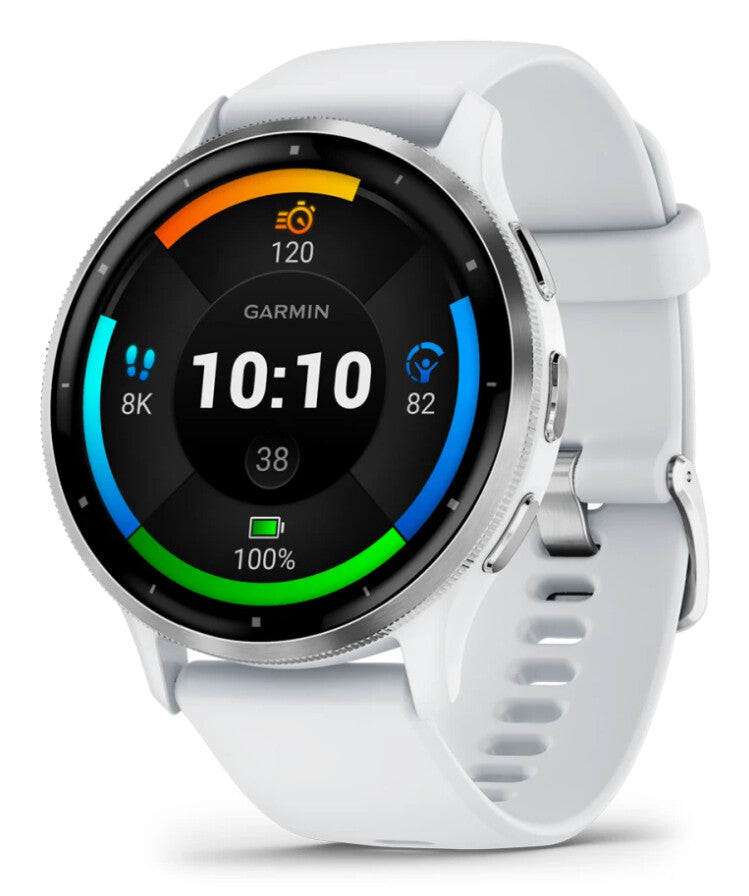 Garmin Venu 3 3,56 cm (1.4") AMOLED 45 mm Digital 454 x 454 pixel Berøringsskærm Sølv, Hvid Wi-Fi GPS (satellit)