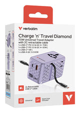 Verbatim Charge 'n' Travel 70W Universel Lilla Vekselstrøm Hurtig opladning Indendørs