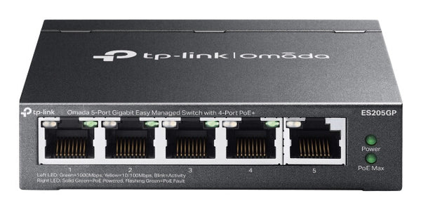 TP-Link Omada ES205GP netværksswitch Administreret Gigabit Ethernet (10/100/1000) Strøm over Ethernet (PoE) Sort