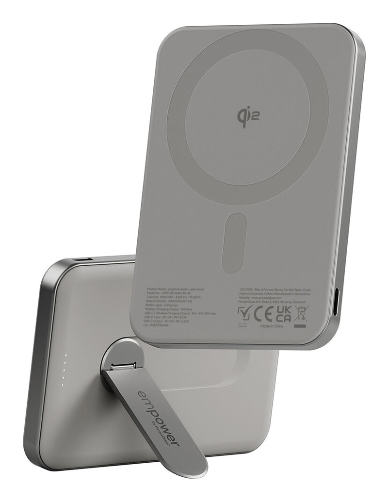 PanzerGlass empower™ by ® empower™ Bank m. Spin Stand | 5000mAh | Titanium