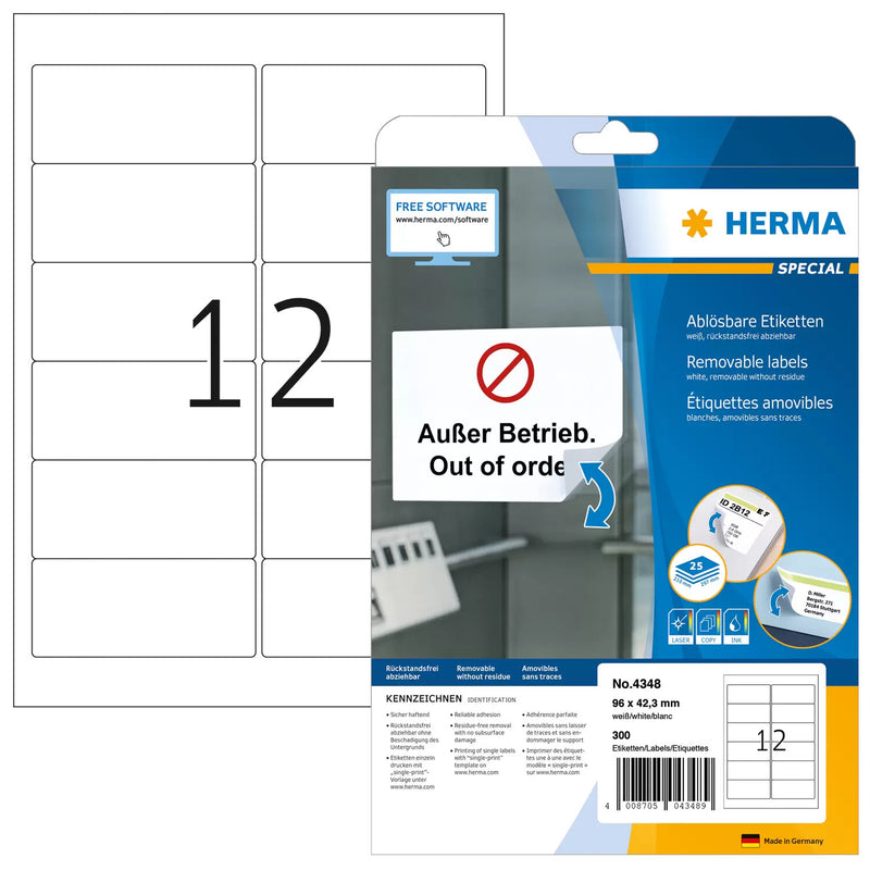 HERMA 4348 print etiket Hvid Selvklæbende printeretiket
