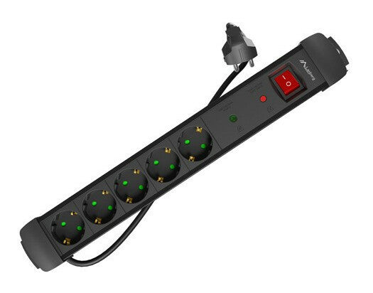 Lanberg SP1-05F-0300-BK stikdåse 3 m 5 AC stikkontakt(er) Indendørs Sort