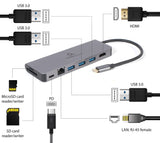 Gembird A-CM-COMBO5-05 interface hub USB 3.2 Gen 1 (3.1 Gen 1) Type-C 5000 Mbit/s Grå