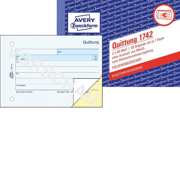 Avery 1742 regnskabsblanket og -bog A6 40 Sider