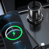 DUDAO R5ProN 3.4A Car Charger Built-in cables Universel Grå Cigartænder Hurtig opladning Automatisk