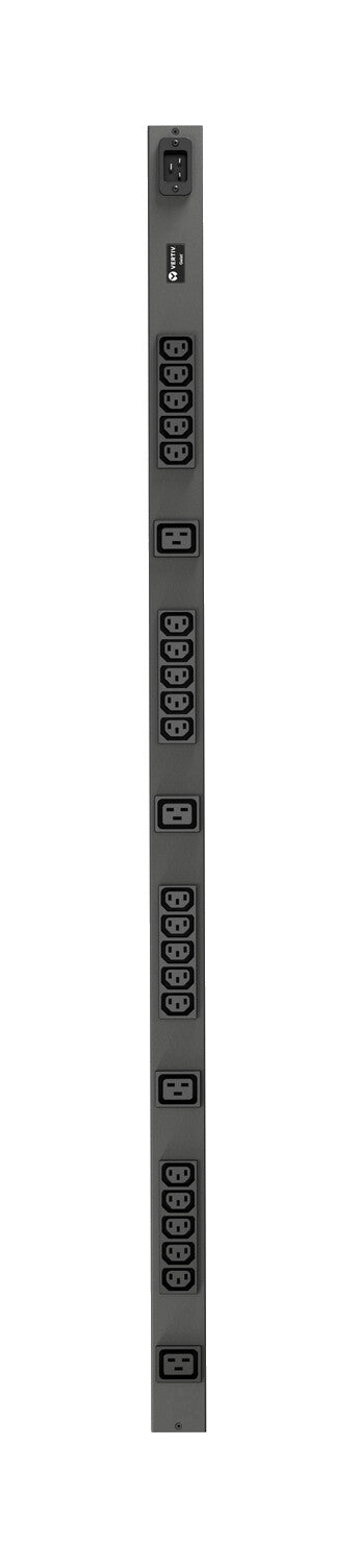 Vertiv Geist rPDU, basic, 0U, input C20 230V 16A, outputs (20)C13 | (4)C19 strømforsyningsenhed (PDU) 24 AC stikkontakt(er) Sort