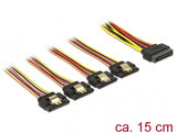 DeLOCK 60156 SATA-kabel 0,15 m SATA 15-stik 4 x SATA 15-pin Flerfarvet