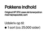 HP Original 37X LaserJet-tonerpatron med høj kapacitet, sort