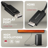 Axagon RVD-HI20C2 videokabel adapter 1,8 m DisplayPort HDMI Sort