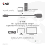 CLUB3D CAC-1012 videokabel adapter 2 m DisplayPort VGA (D-Sub) Sort