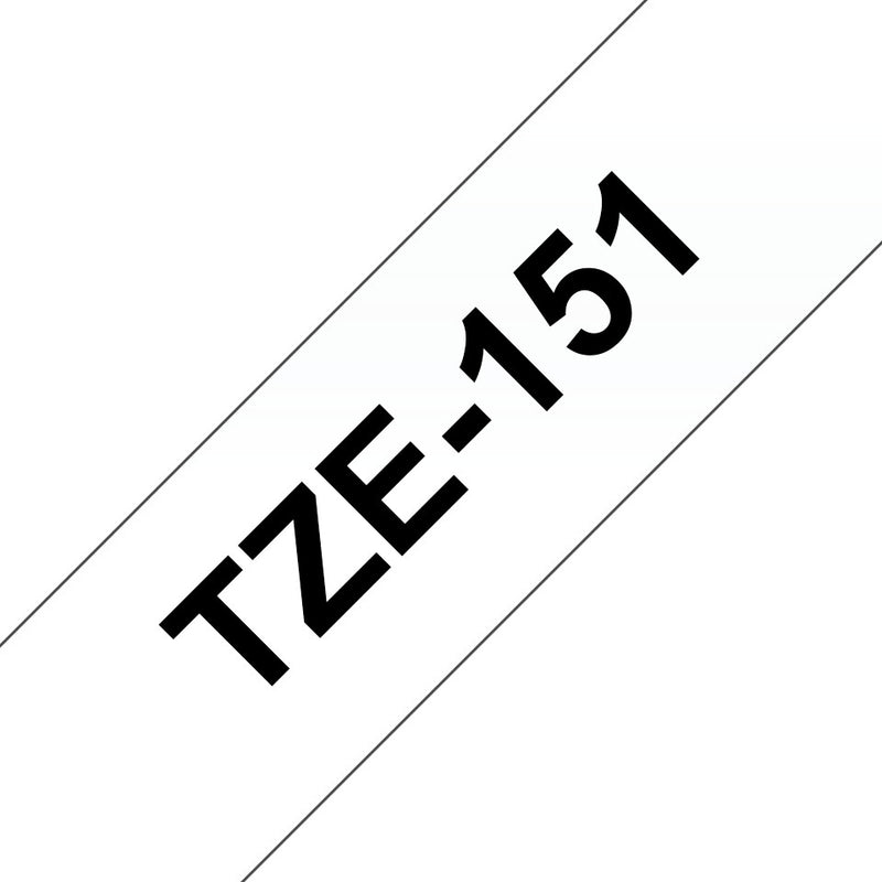 Brother TZE-151 etiketbånd Sort på transparant