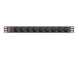 Lanberg PDU-09E-0300-BK strømforsyningsenhed (PDU) 9 AC stikkontakt(er) 1U Sort