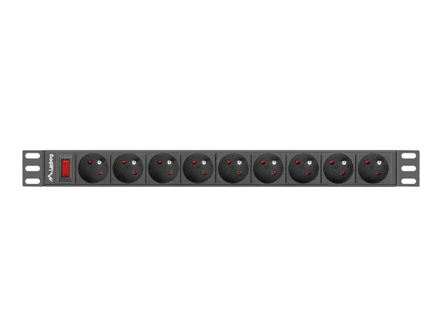 Lanberg PDU-09E-0300-BK strømforsyningsenhed (PDU) 9 AC stikkontakt(er) 1U Sort
