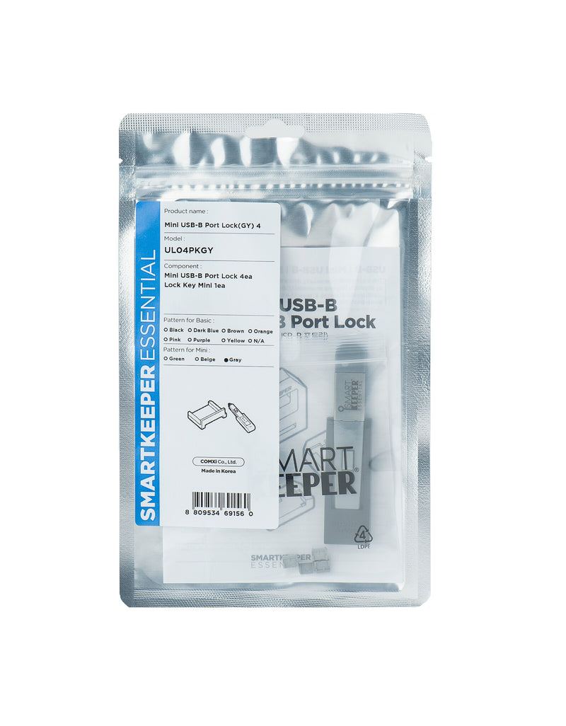 Smartkeeper UL04PKGY portblokering Portblokering + nøgle Mini-USB Type-B Grå Plast 1 stk