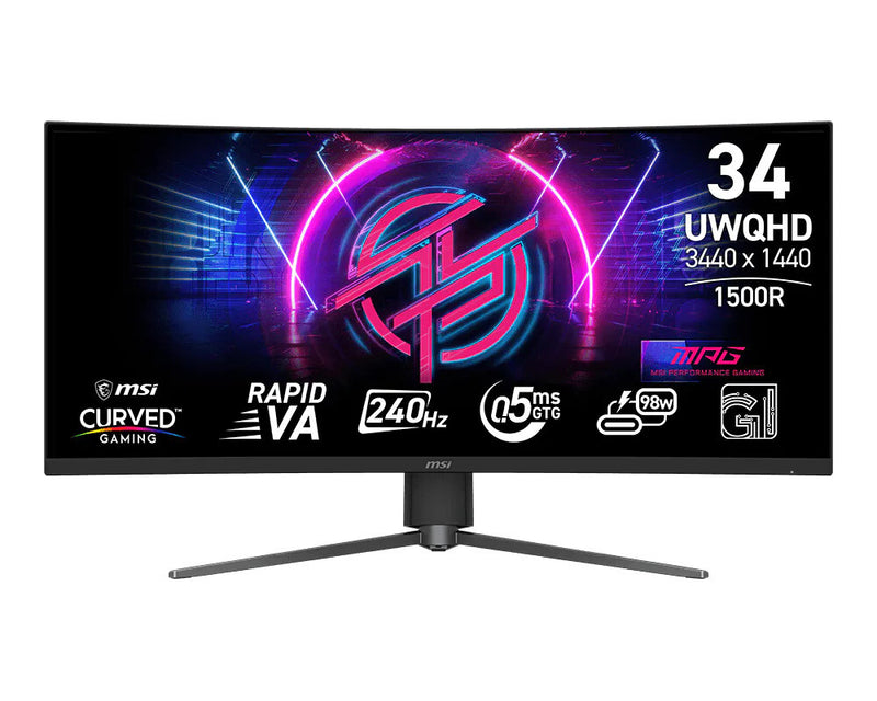 MSI MPG 346CQRFDE X24 computerskærm 86,4 cm (34") 3444 x 1440 pixel UltraWide Quad HD LED Sort