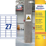 Avery L7874-20 selvklæbende etiket Afrundet rektangel Permanent Hvid 540 stk