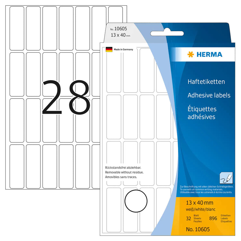 HERMA 10605 selvklæbende etiket Afrundet rektangel Hvid 896 stk