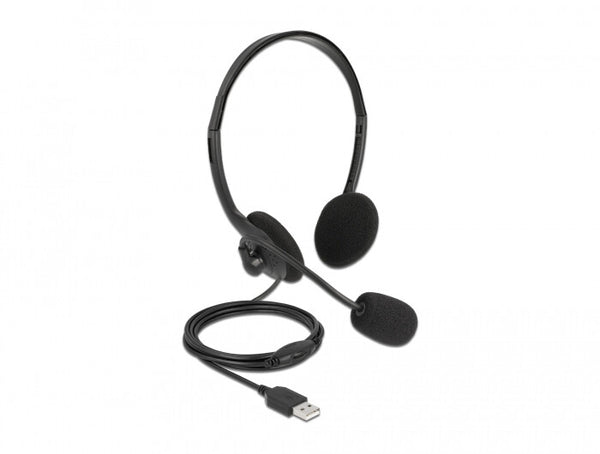DeLOCK 27178 hovedtelefoner/headset Ledningsført Kontor/Callcenter USB Type-A Sort