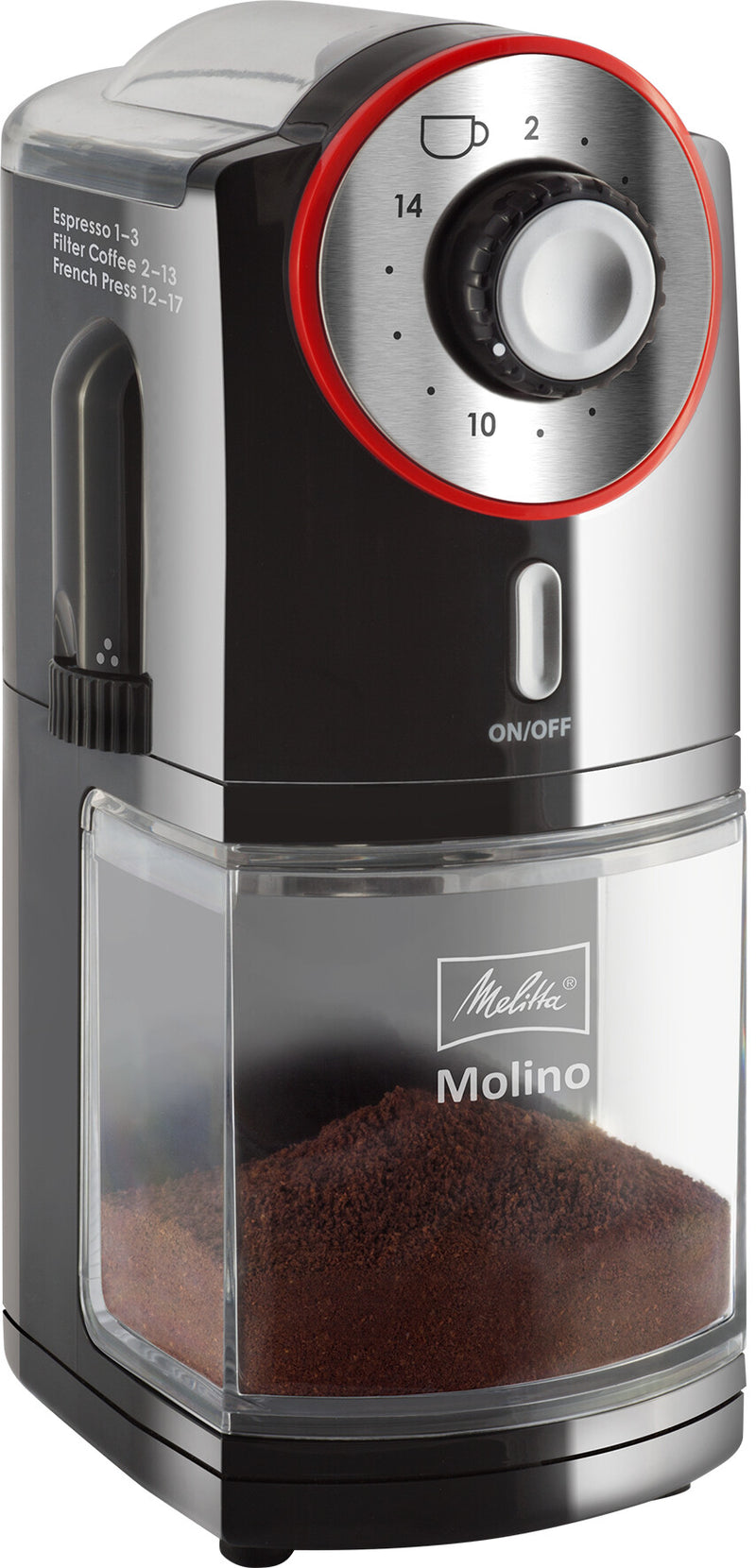Melitta Molino 100 W Sort, Rød, Rustfrit stål