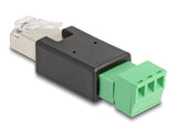 DeLOCK 66607 kabel kønsskifter RJ45 3 pin terminal block Sort, Grøn