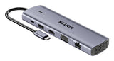 UNITEK D1113BGY01 interface hub 2 x USB 3.2 Gen 2 (3.1 Gen 2) Type-C 1000 Mbit/s Grå