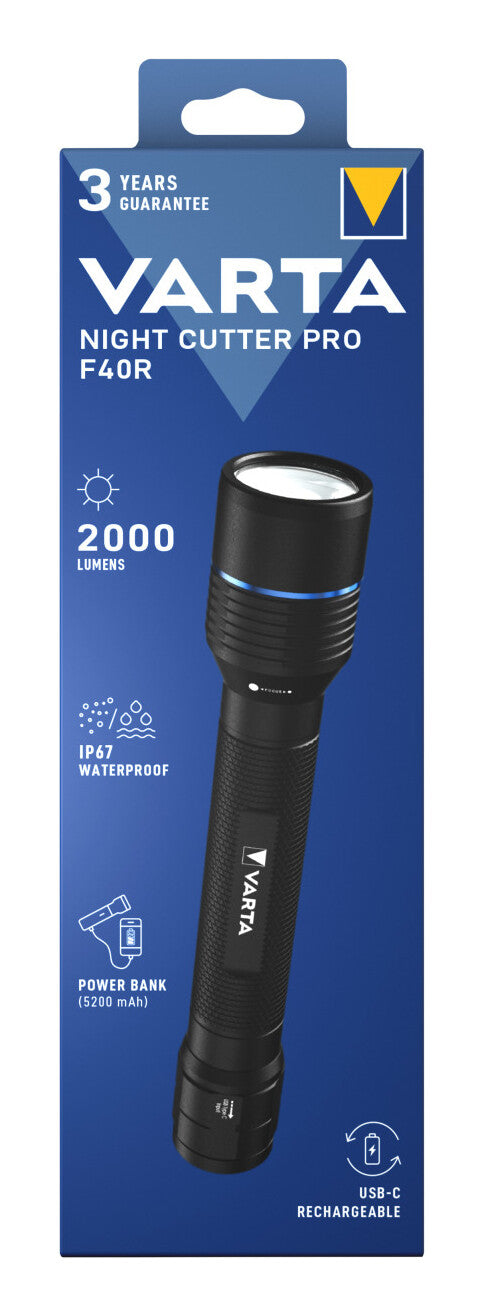 Varta Night Cutter Pro F40R Sort Hånd lommelygte LED