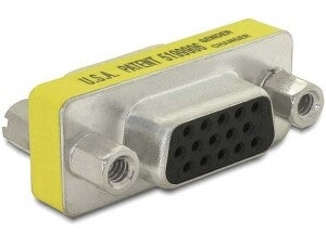 DeLOCK Adapter Gender Changer VGA female-female Sub-D 15 Gul
