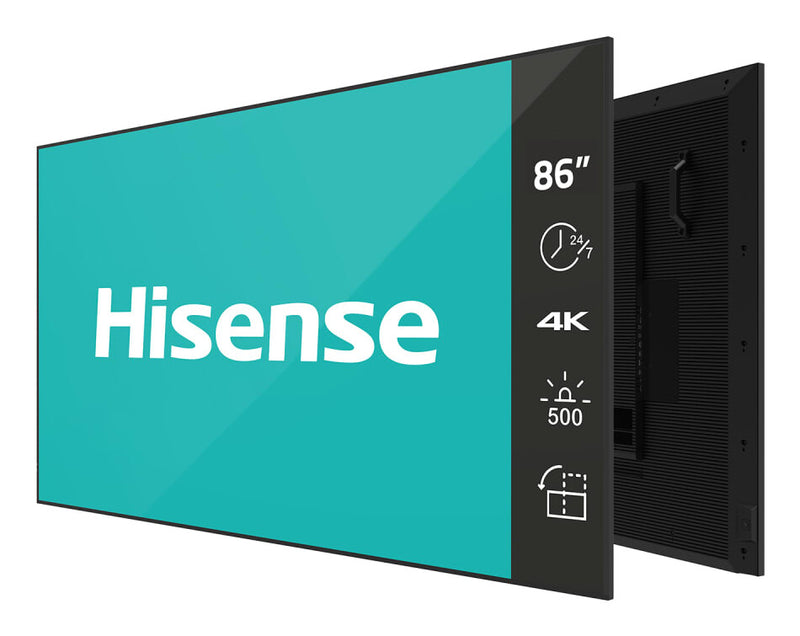 Hisense 86” 4K IPS UHD Digital Signage Display - 24/7 Operation Digital A-tavle 2,18 m (86") Wi-Fi 500 cd/m² 4K Ultra HD Sort Android 11 24/7