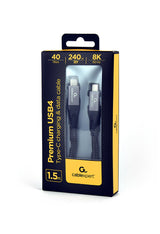 Gembird CCBP-USB4-CMCM240-1.5M USB-kabel USB4 Gen 3x2 1,5 m USB C 40 Gbit/sek. 240 W Sort, Sølv