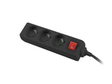 Lanberg PS1-03E-0300-BK stikdåse 3 m 3 AC stikkontakt(er) Indendørs/udendørs Sort