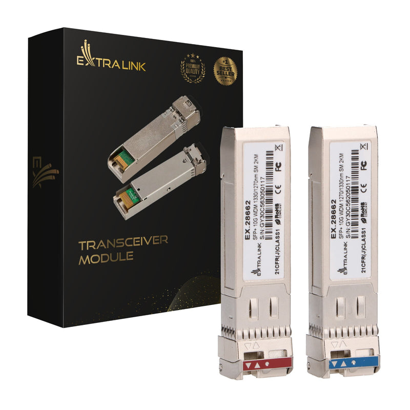 Extralink SFP+ 10G WDM 1270/1330NM SM 2KM modul til netværksmodtager