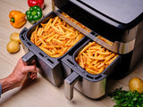 Tefal Dual Easy Fry & Grill EY905D Dobbelt 8,3 L Enkeltstående 2700 W Varmluftsteger Rustfrit stål