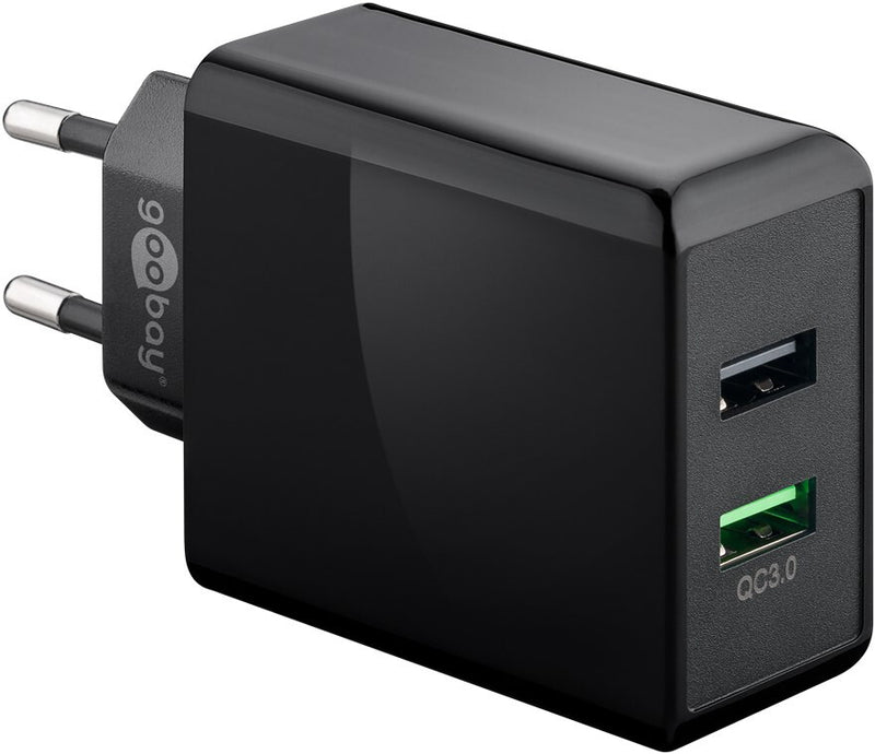 Goobay 44956 oplader til mobil enhed Digitalt kamera, Hovedtelefoner, Mobiltelefon, SmartWatch, Tablet Sort Vekselstrøm Hurtig opladning Indendørs