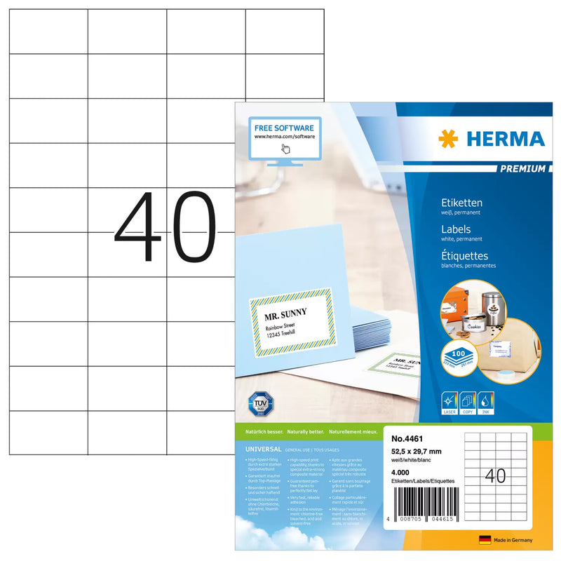 HERMA 4461 print etiket Hvid Selvklæbende printeretiket