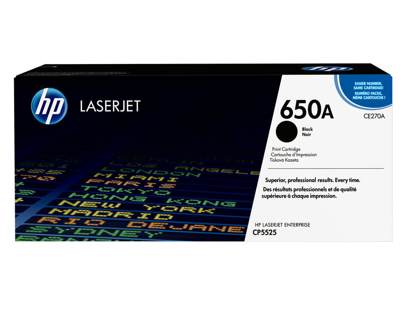 HP Original 650A LaserJet-tonerpatron, sort