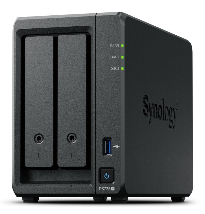 Synology DiskStation DS725+ NAS & lagringsserver Ryzen Embedded R1600 4 GB DDR4 0 TB Sort