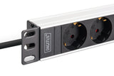 Digitus DN-95440 strømforsyningsenhed (PDU) 9 AC stikkontakt(er) 1U Sort, Sølv