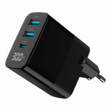 Gembird TA-UC-PDQC30LCD-BK-02 oplader til mobil enhed Universel Sort Vekselstrøm Hurtig opladning Indendørs