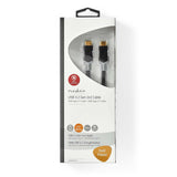 Nedis CCBW64020AT20 USB-kabel USB4 Gen 2x2 2 m USB C 20 Gbit/sek. Sort, Sølv
