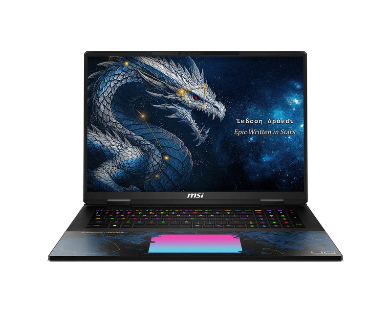 MSI Titan 18 HX Dragon Edition Draco Epic A2WJ-1218DE Intel Core Ultra 9 290HX Plus Laptop 45,7 cm (18") UHD+ 96 GB DDR5-SDRAM 4 TB SSD NVIDIA GeForce RTX 5090 Laptop GPU Wi-Fi 7 (802.11be) Windows 11 Home Sort Tysk