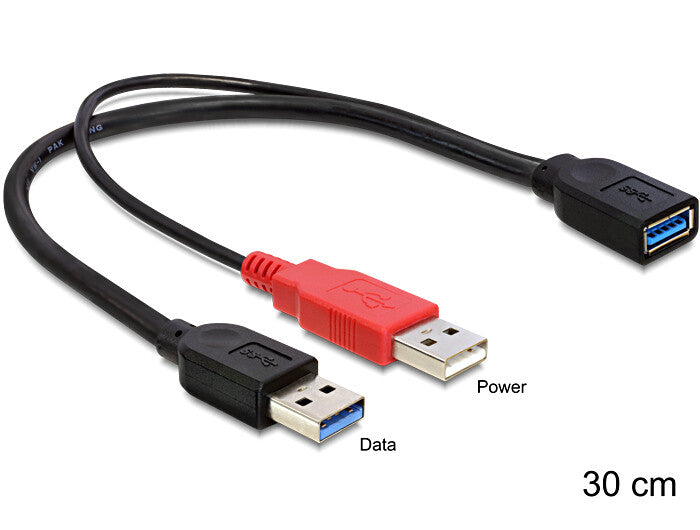 DeLOCK 83176 USB-kabel USB 3.2 Gen 1 (3.1 Gen 1) 0,3 m USB A 2 x USB A 5 Gbit/sek.
