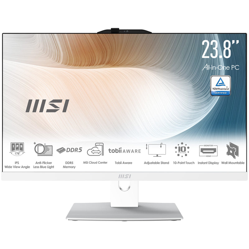 MSI Modern AM242TP 1M-1854FR Intel Core 7 150U 60,5 cm (23.8") 1920 x 1080 pixel Berøringsskærm All-in-One PC 16 GB DDR5-SDRAM 1 TB SSD Windows 11 Pro Wi-Fi 6E (802.11ax) Hvid