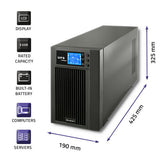 Qoltec 53043 UPS-enhed Dobbeltkonvertering (online) 3 kVA 2400 W 2 AC stikkontakt(er)