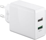 Goobay 44957 oplader til mobil enhed Digitalt kamera, Hovedtelefoner, Mobiltelefon, SmartWatch, Tablet Hvid Vekselstrøm Hurtig opladning Indendørs
