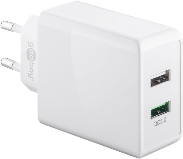 Goobay 44957 oplader til mobil enhed Digitalt kamera, Hovedtelefoner, Mobiltelefon, SmartWatch, Tablet Hvid Vekselstrøm Hurtig opladning Indendørs