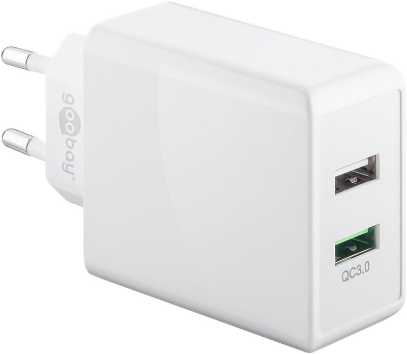 Goobay 44957 oplader til mobil enhed Digitalt kamera, Hovedtelefoner, Mobiltelefon, SmartWatch, Tablet Hvid Vekselstrøm Hurtig opladning Indendørs